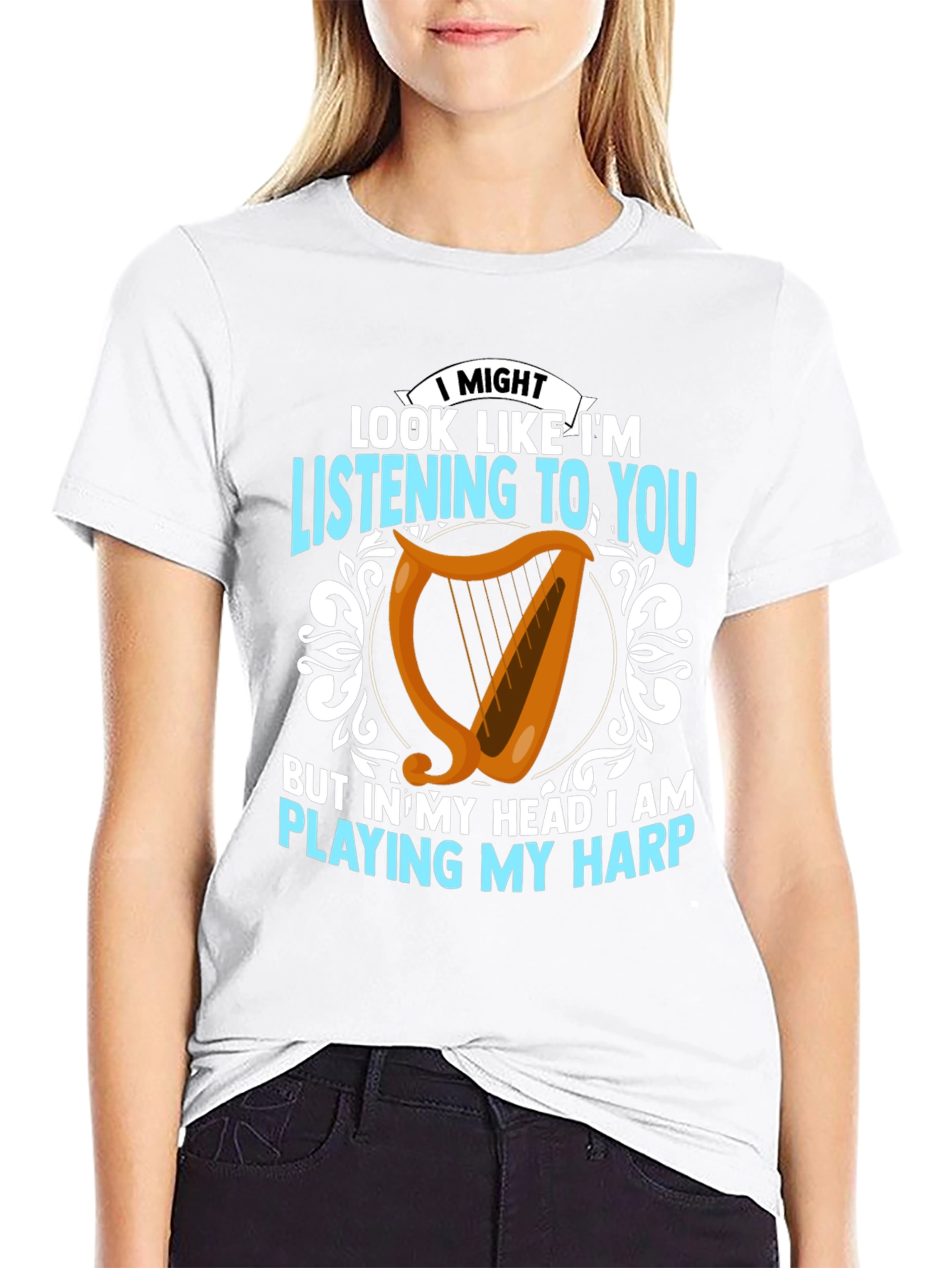 Harp Player T-Shirt - Musical Mind Black Tee