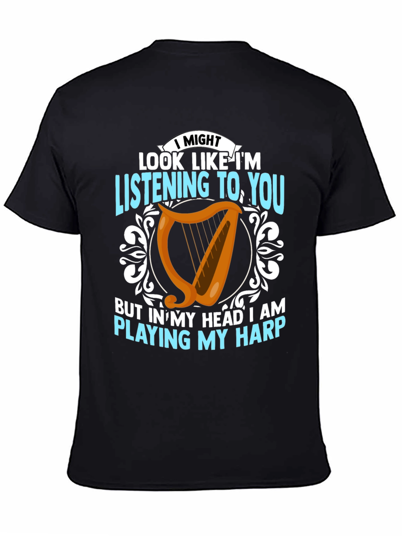 Harp Player T-Shirt - Musical Mind Black Tee
