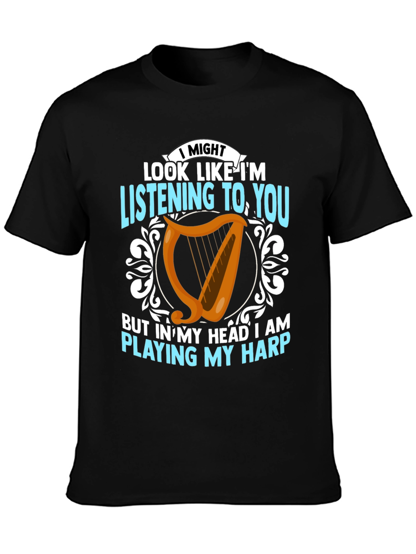 Harp Player T-Shirt - Musical Mind Black Tee