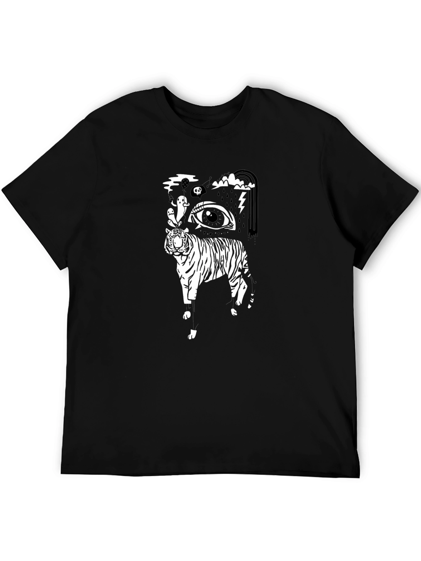 Black T-Shirt with Tiger Eye Graphic