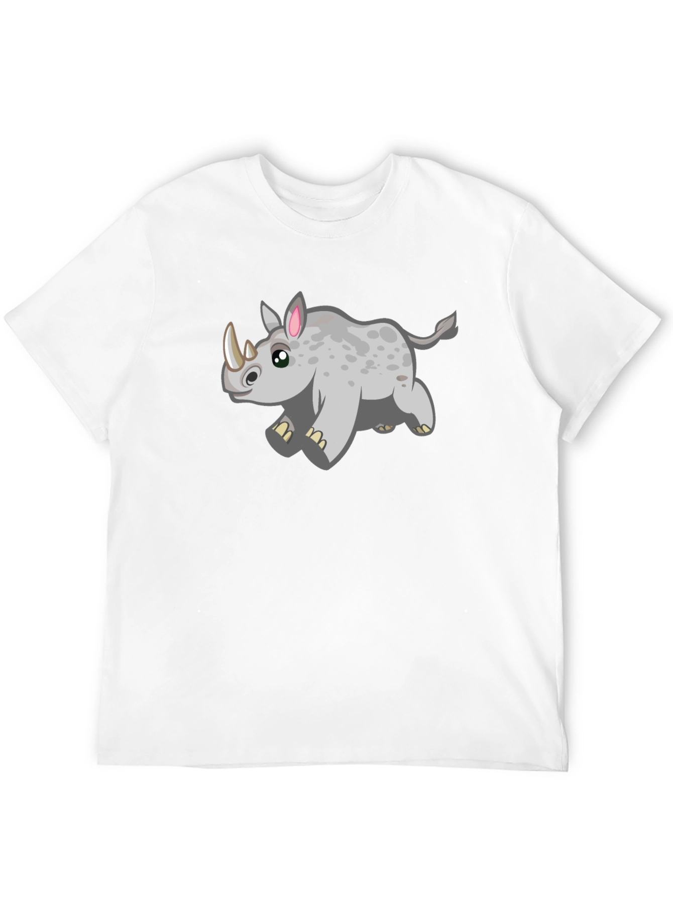 Cartoon Rhino T-Shirt - Black Cotton Tee