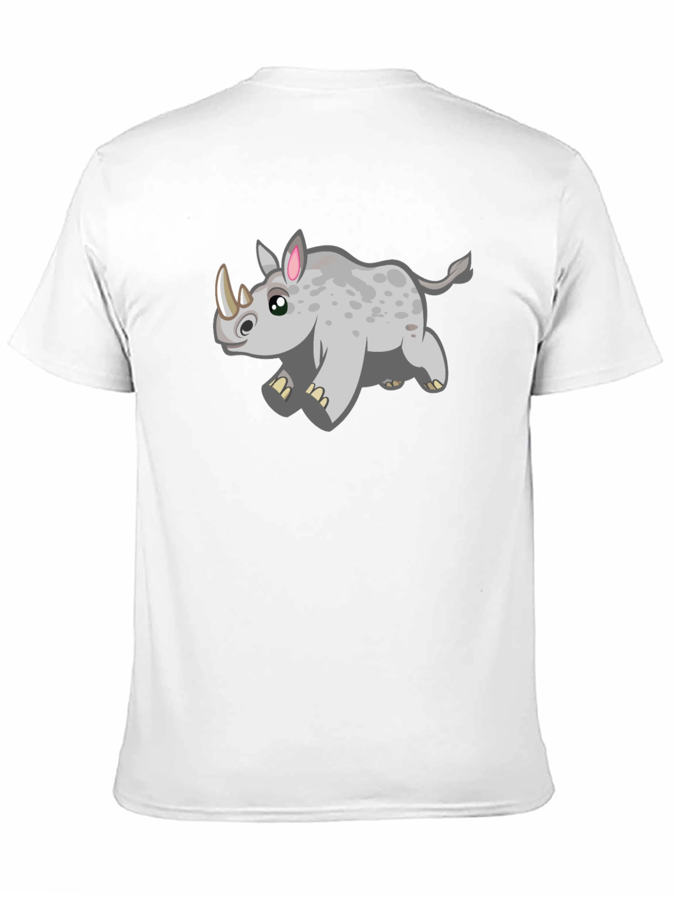 Cartoon Rhino T-Shirt - Black Cotton Tee
