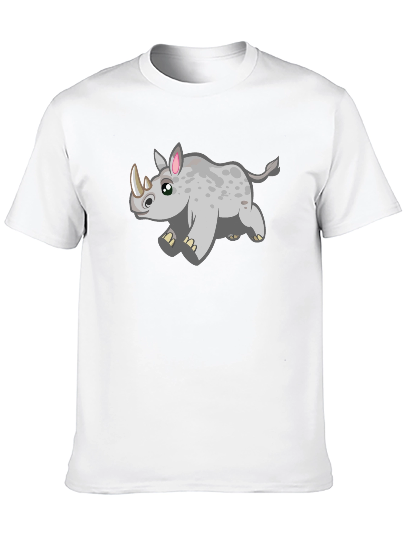 Cartoon Rhino T-Shirt - Black Cotton Tee
