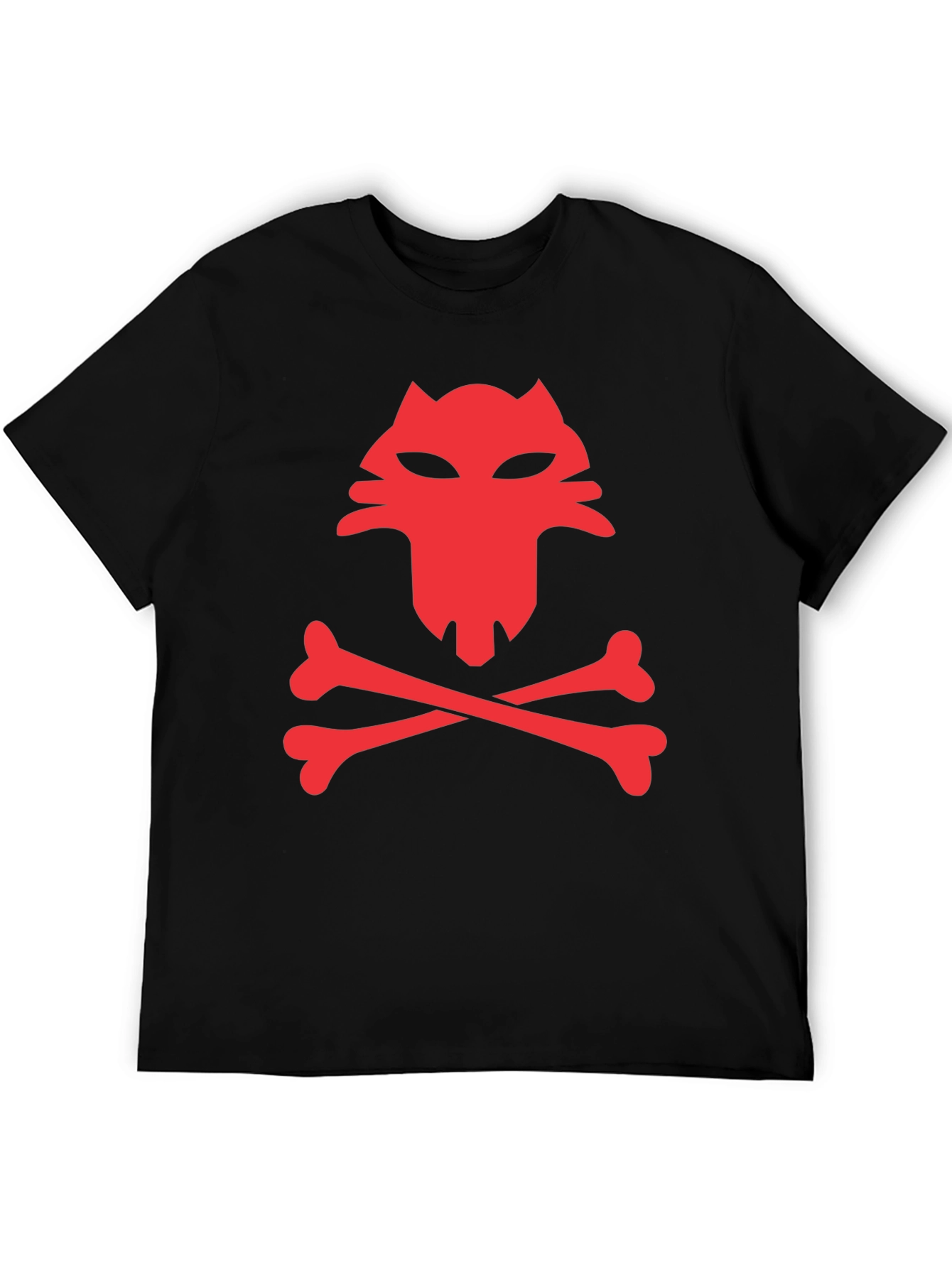 Red Wolf Skull & Crossbones Black T-Shirt