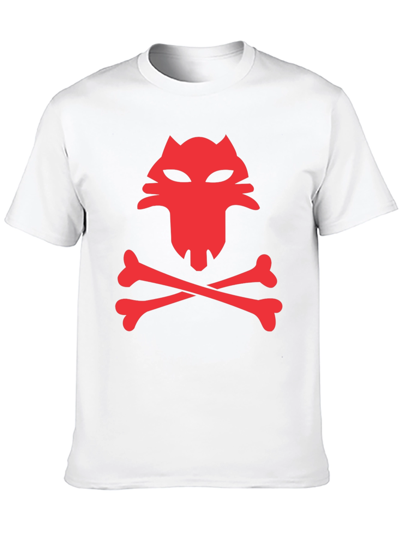 Red Wolf Skull & Crossbones Black T-Shirt
