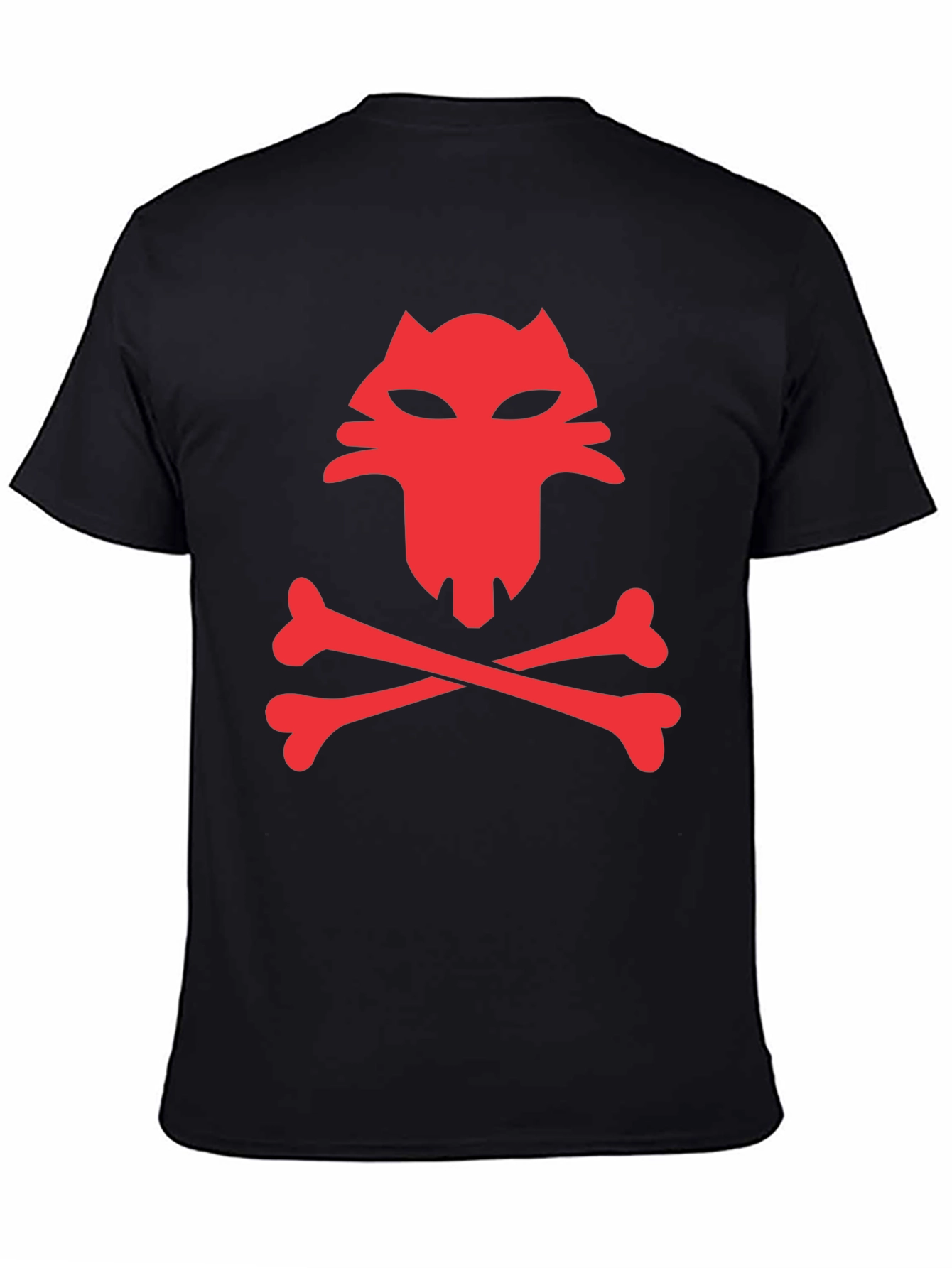 Red Wolf Skull & Crossbones Black T-Shirt