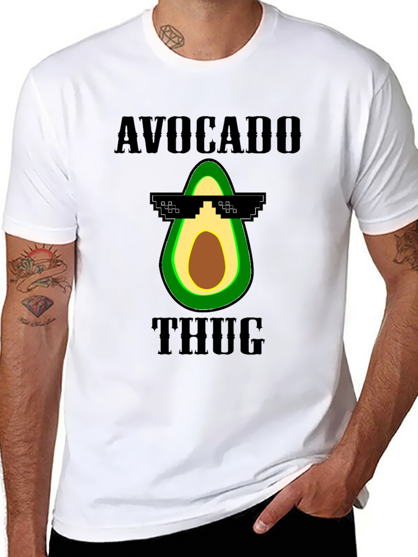Avocado Thug Life Graphic Tee - Funny Novelty T-Shirt