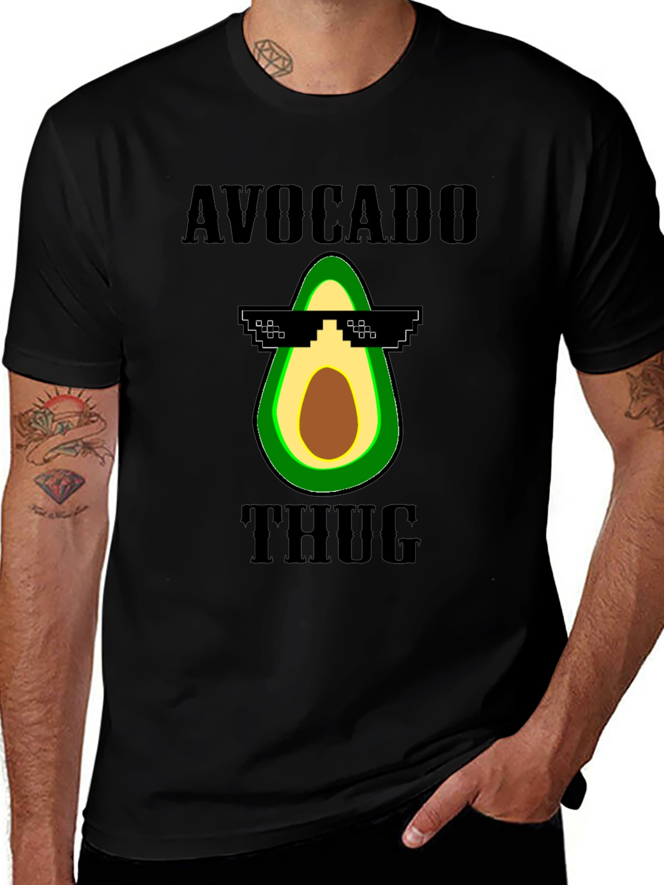 Avocado Thug Life Graphic Tee - Funny Novelty T-Shirt