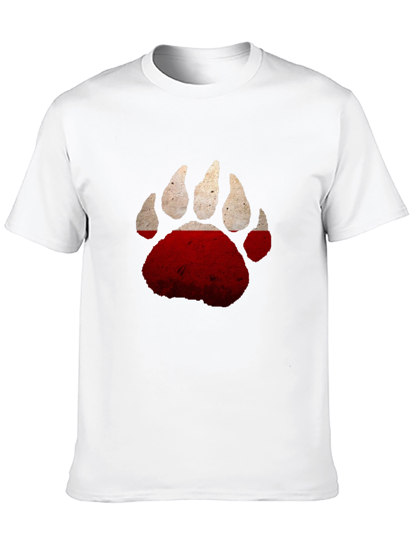 Bear Paw Print T-Shirt - Distressed Graphic Tee