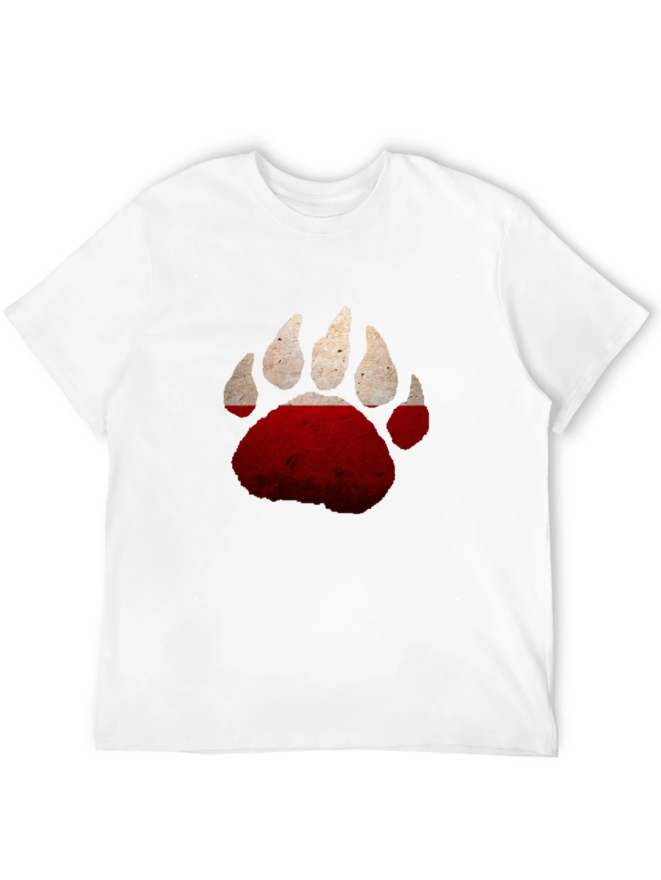 Bear Paw Print T-Shirt - Distressed Graphic Tee