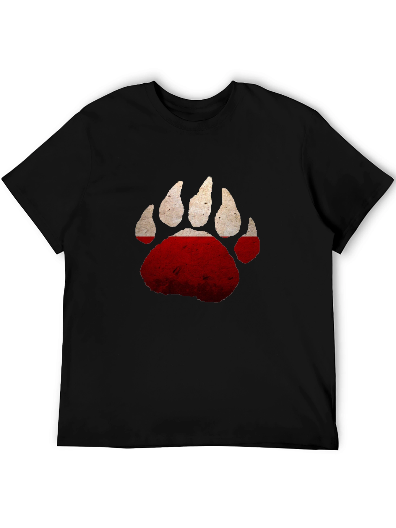 Bear Paw Print T-Shirt - Distressed Graphic Tee