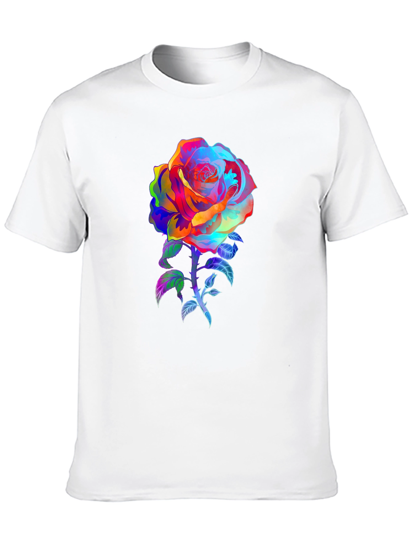 Rainbow Rose Graphic Tee - Vivid Floral Print