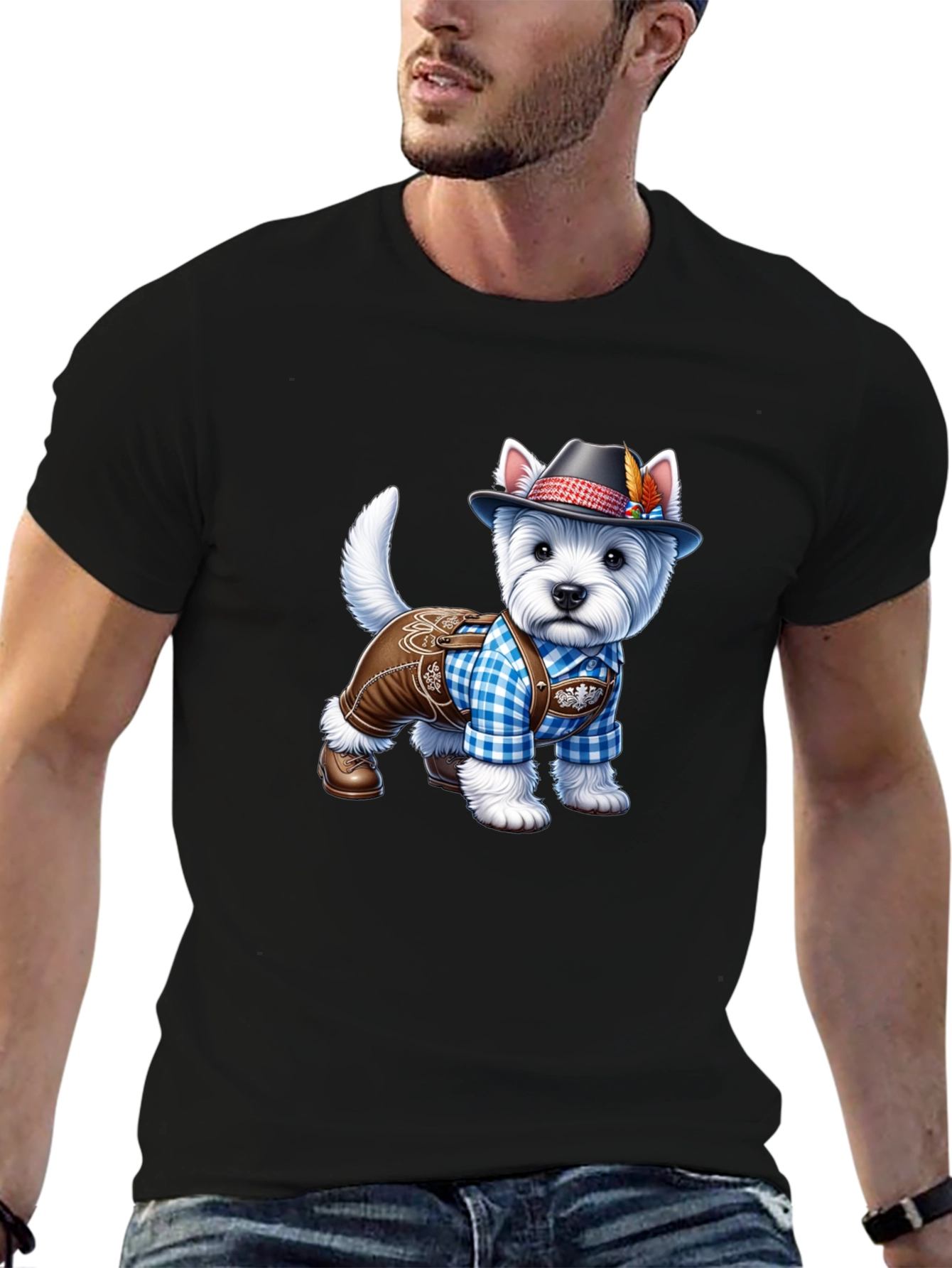 Dog in Lederhosen Graphic T-Shirt