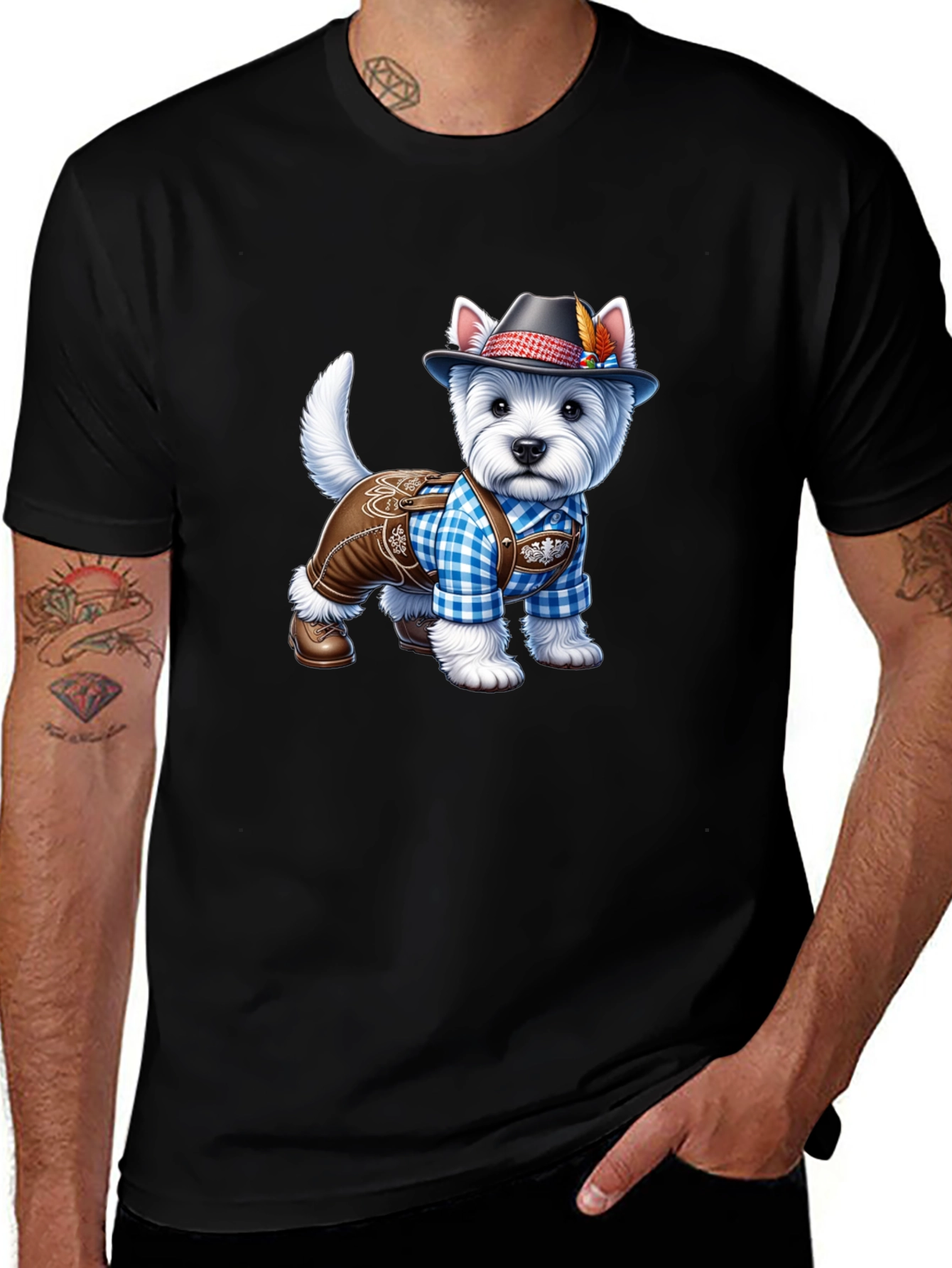 Dog in Lederhosen Graphic T-Shirt