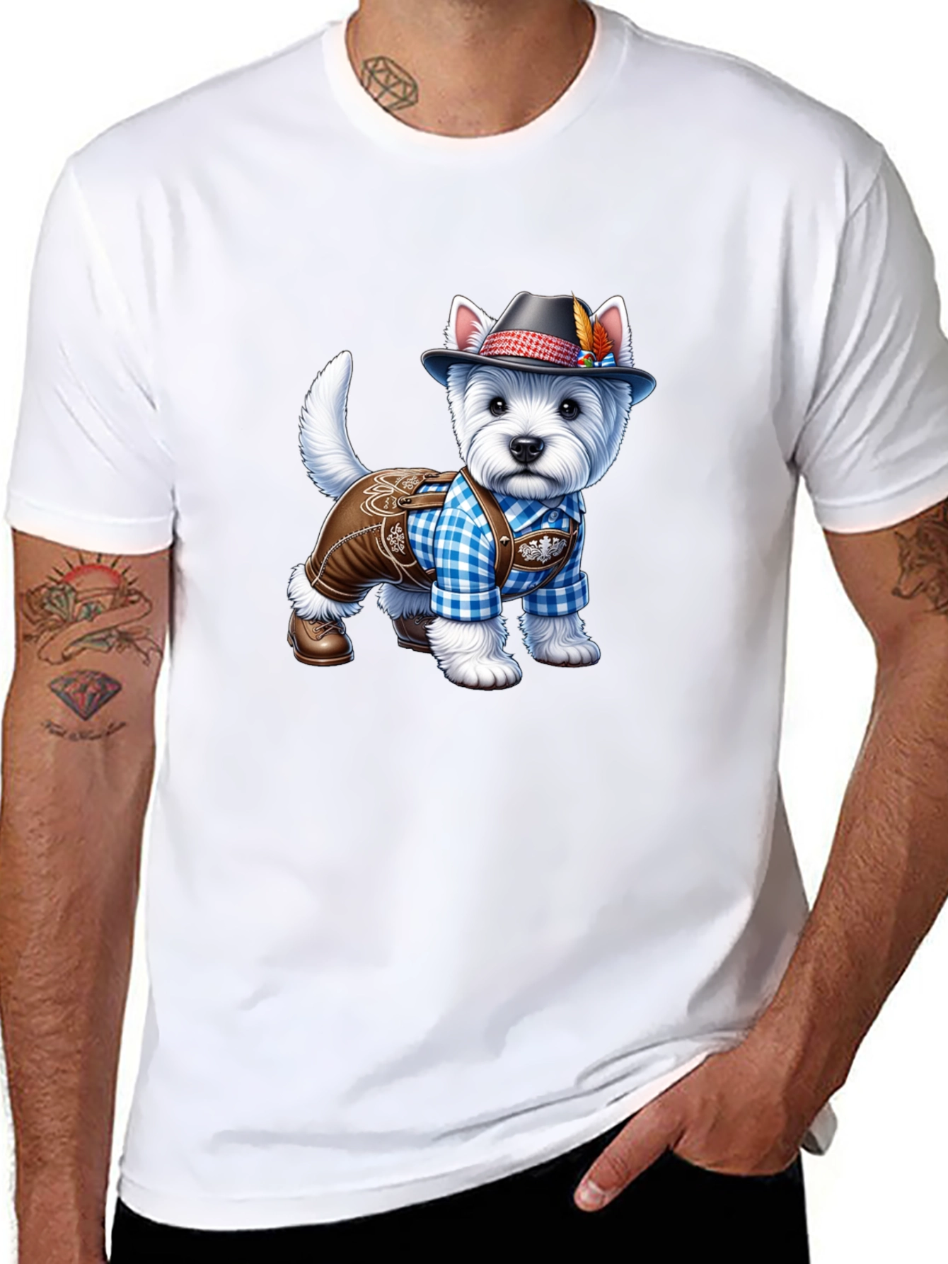 Dog in Lederhosen Graphic T-Shirt