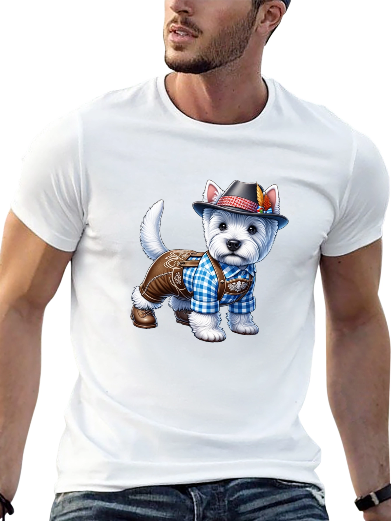 Dog in Lederhosen Graphic T-Shirt