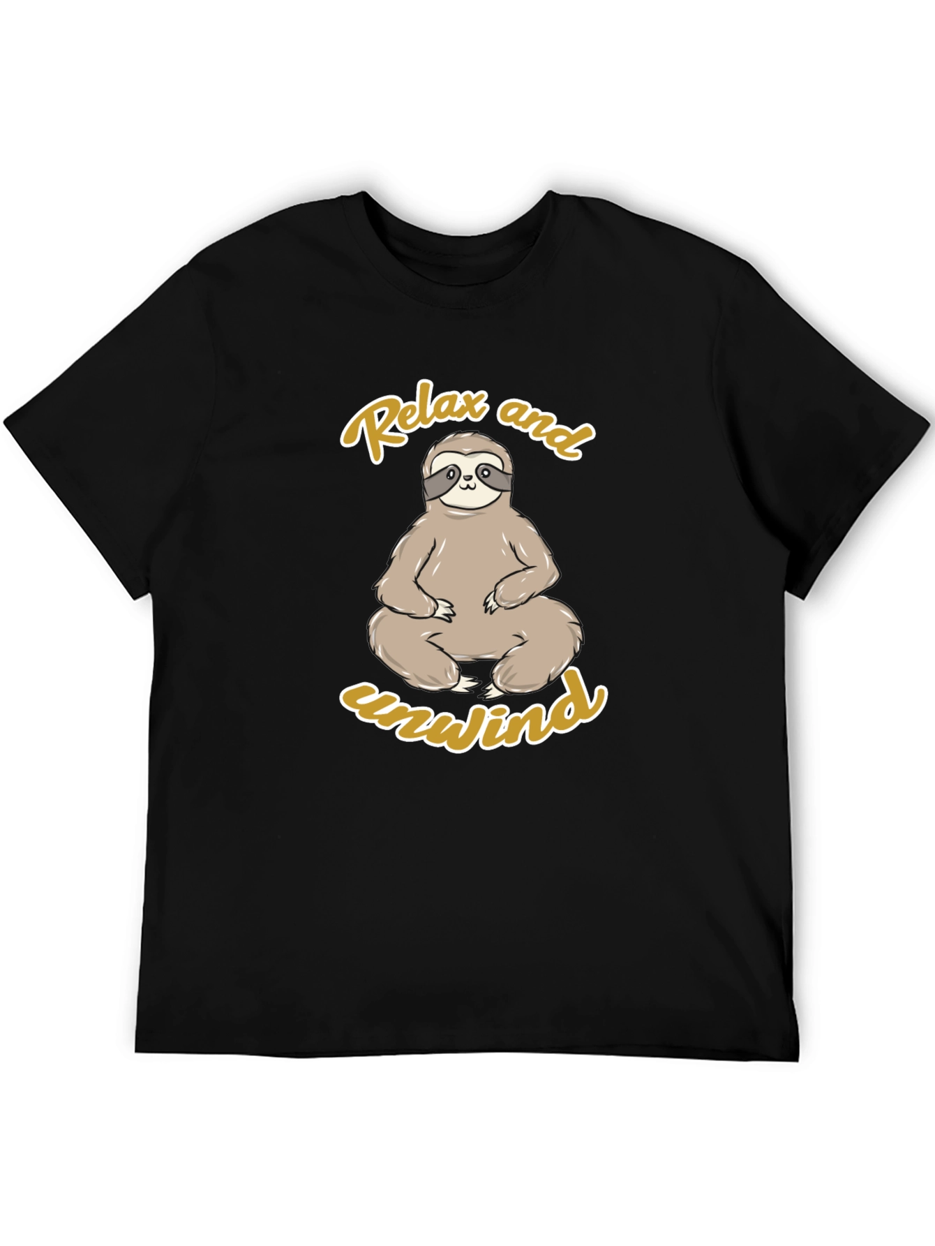 Relax and Unwind Sloth Graphic Tee - Black