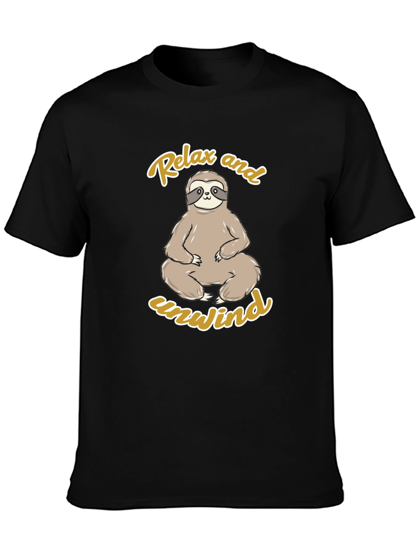 Relax and Unwind Sloth Graphic Tee - Black
