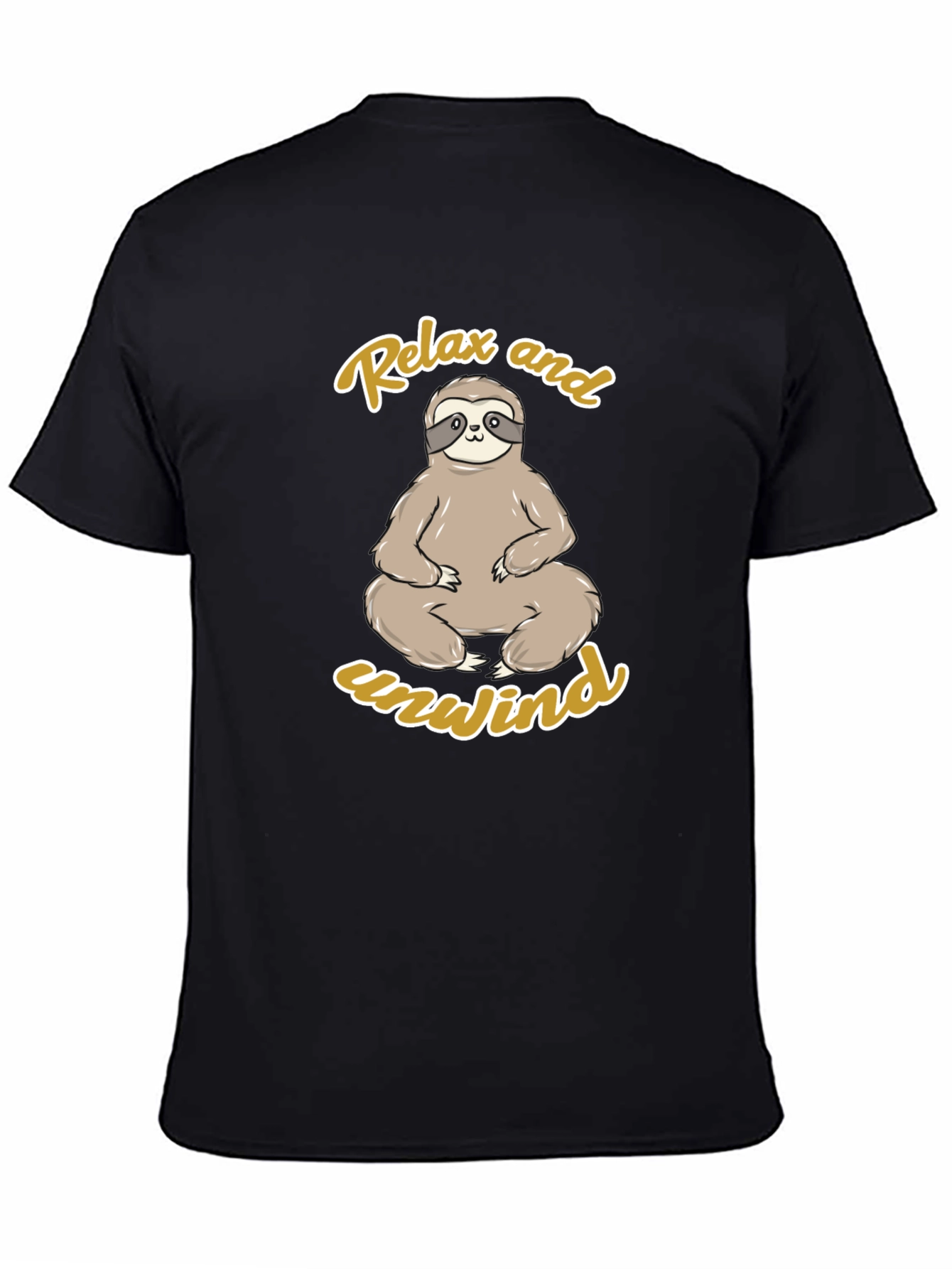 Relax and Unwind Sloth Graphic Tee - Black