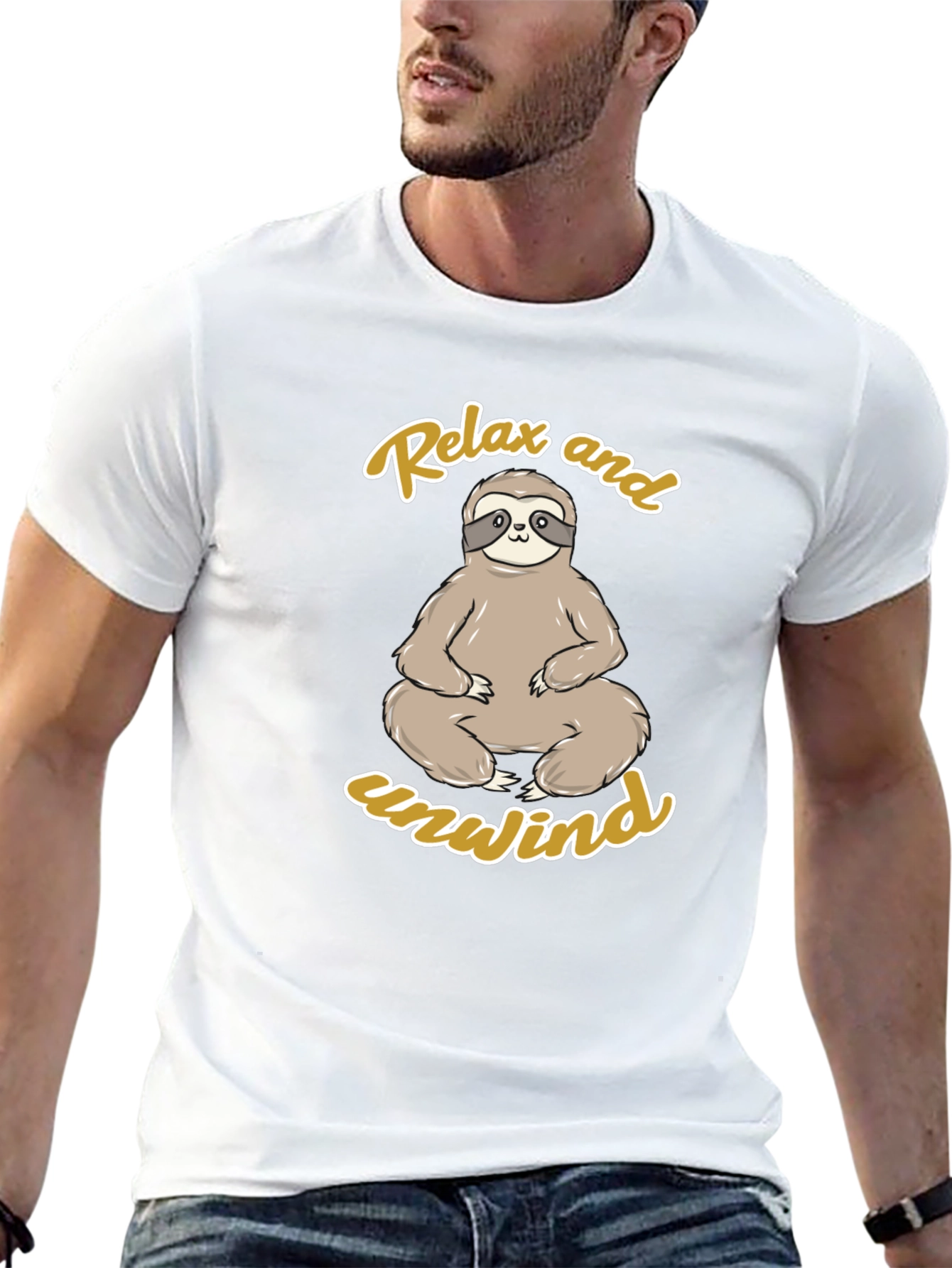 Relax and Unwind Sloth Graphic Tee - Black