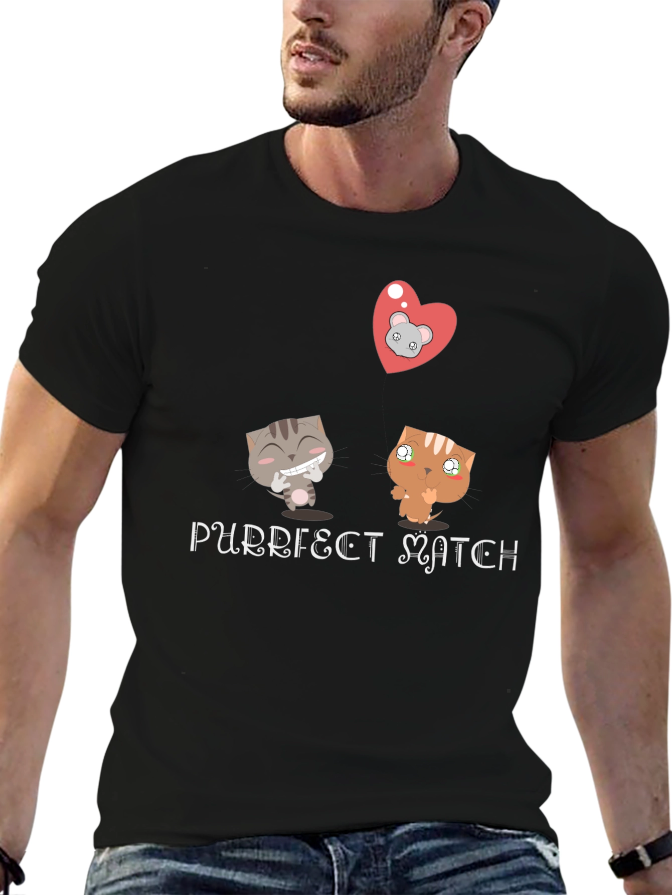 Purrfect Match Graphic Tee - Cat Lovers Gift