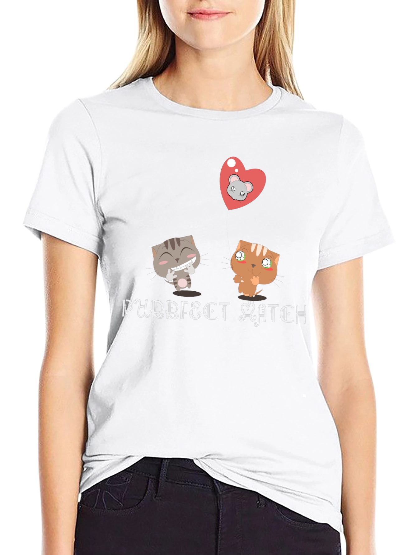 Purrfect Match Graphic Tee - Cat Lovers Gift