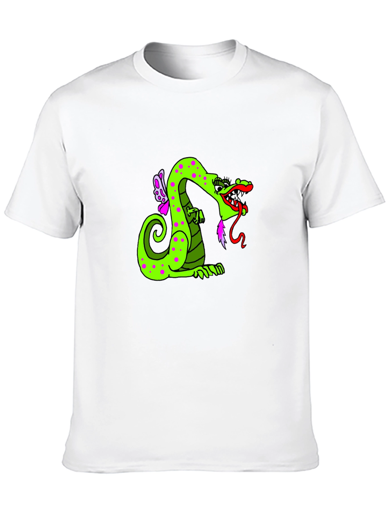 Green Dragon Cartoon Graphic Black T-Shirt
