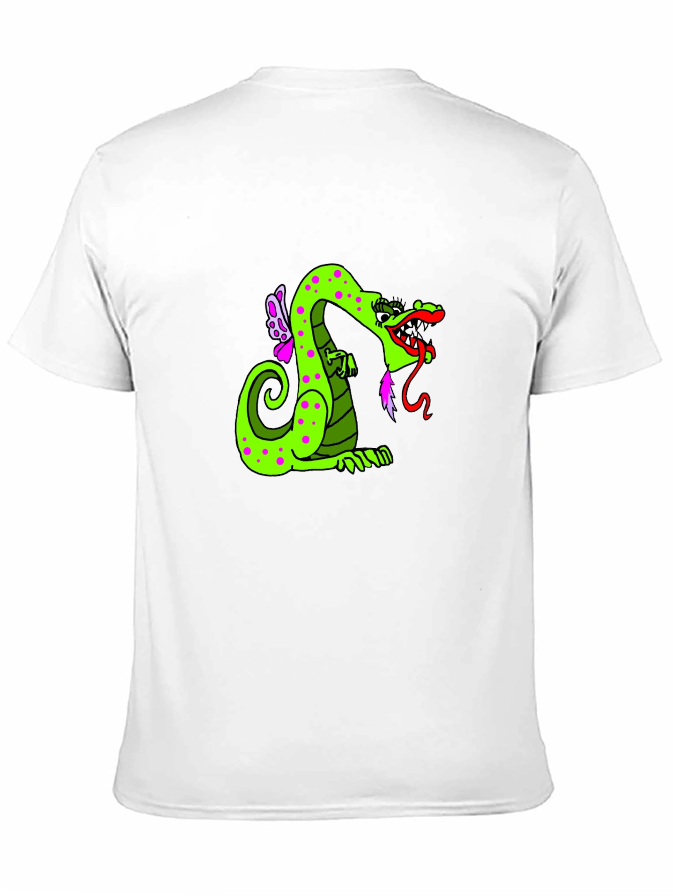 Green Dragon Cartoon Graphic Black T-Shirt