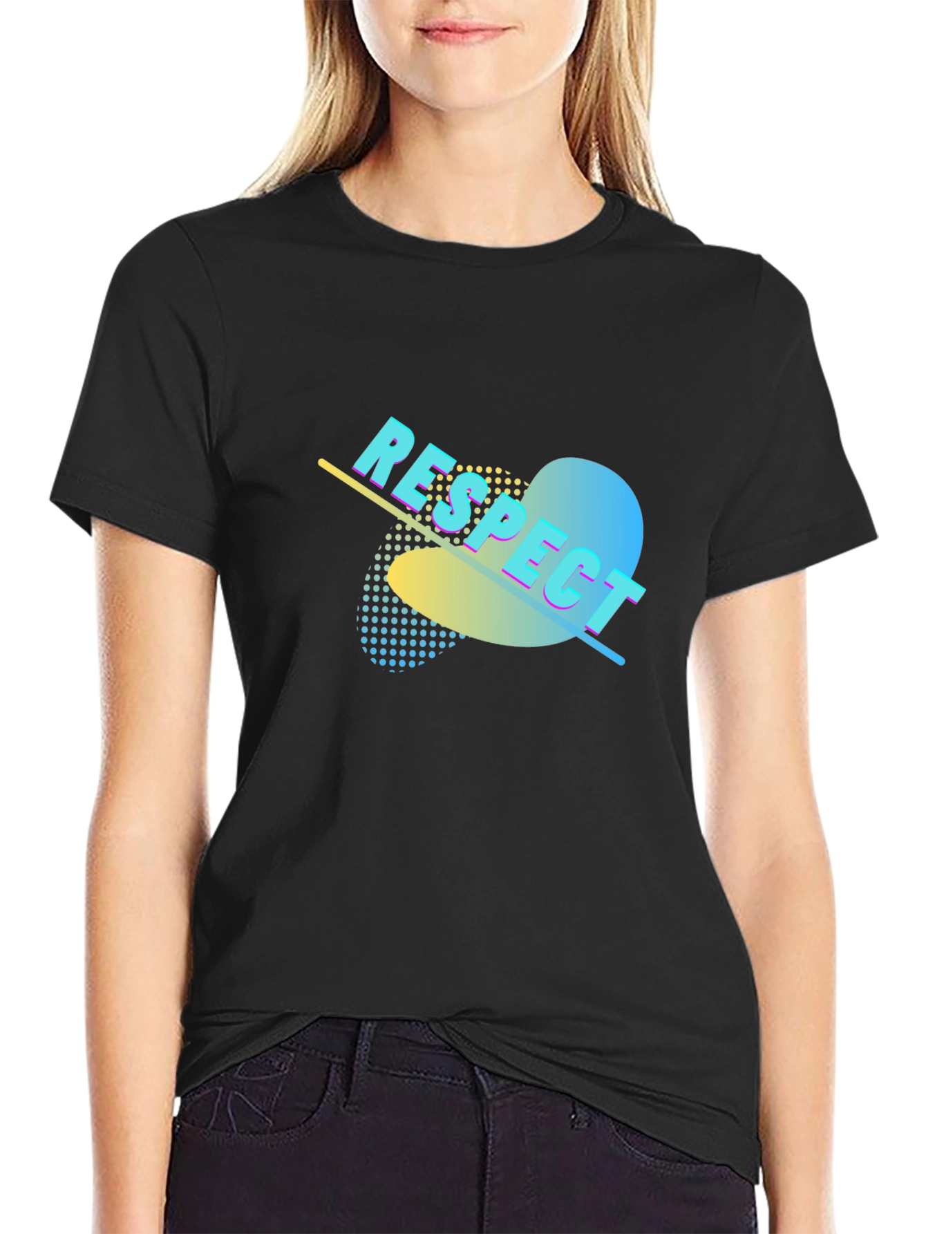 Respect Graphic Print Black T-Shirt