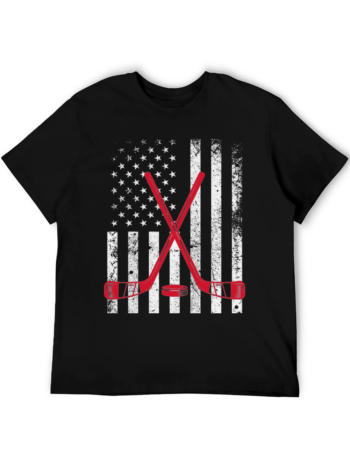 Hockey American Flag Graphic T-Shirt