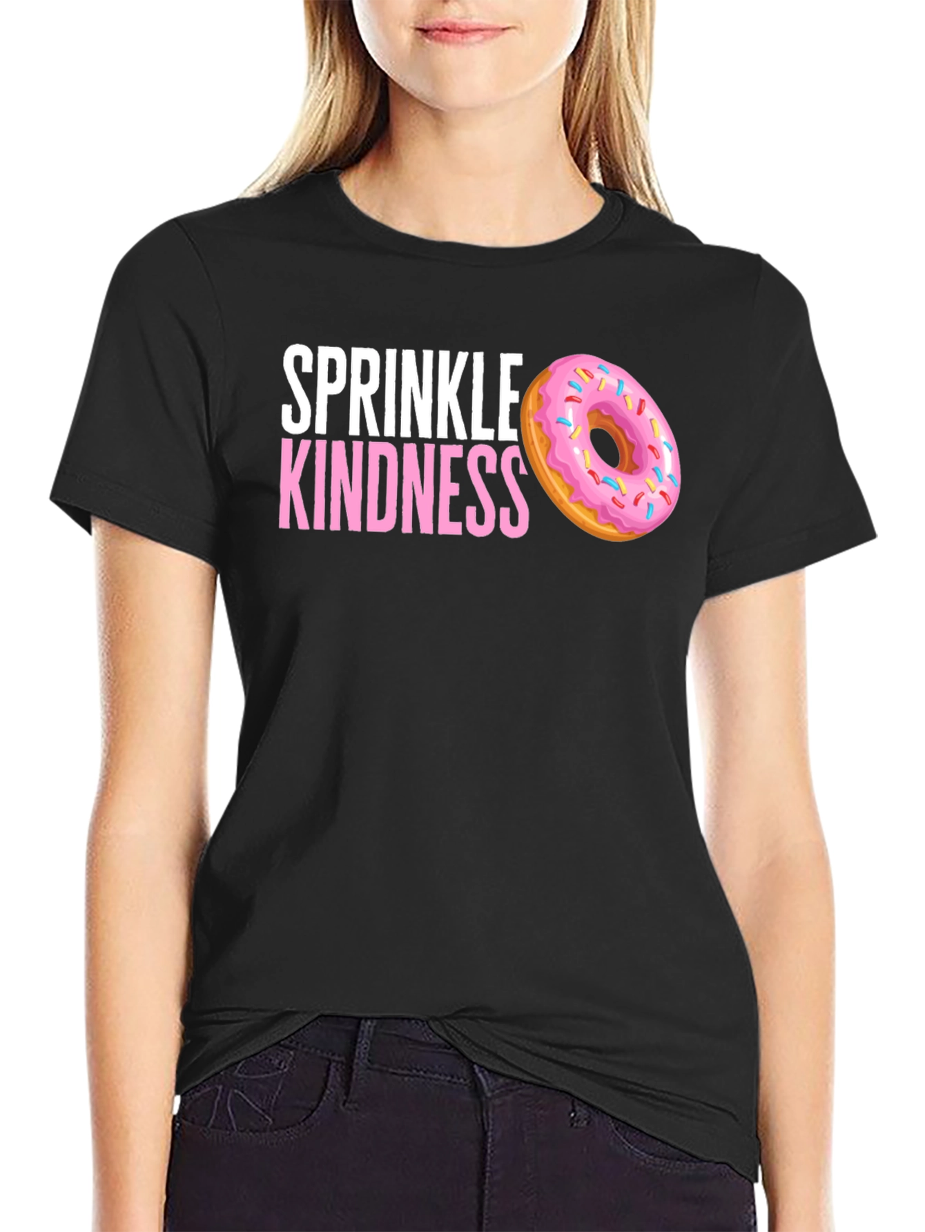 Sprinkle Kindness Donut Graphic Tee - Black