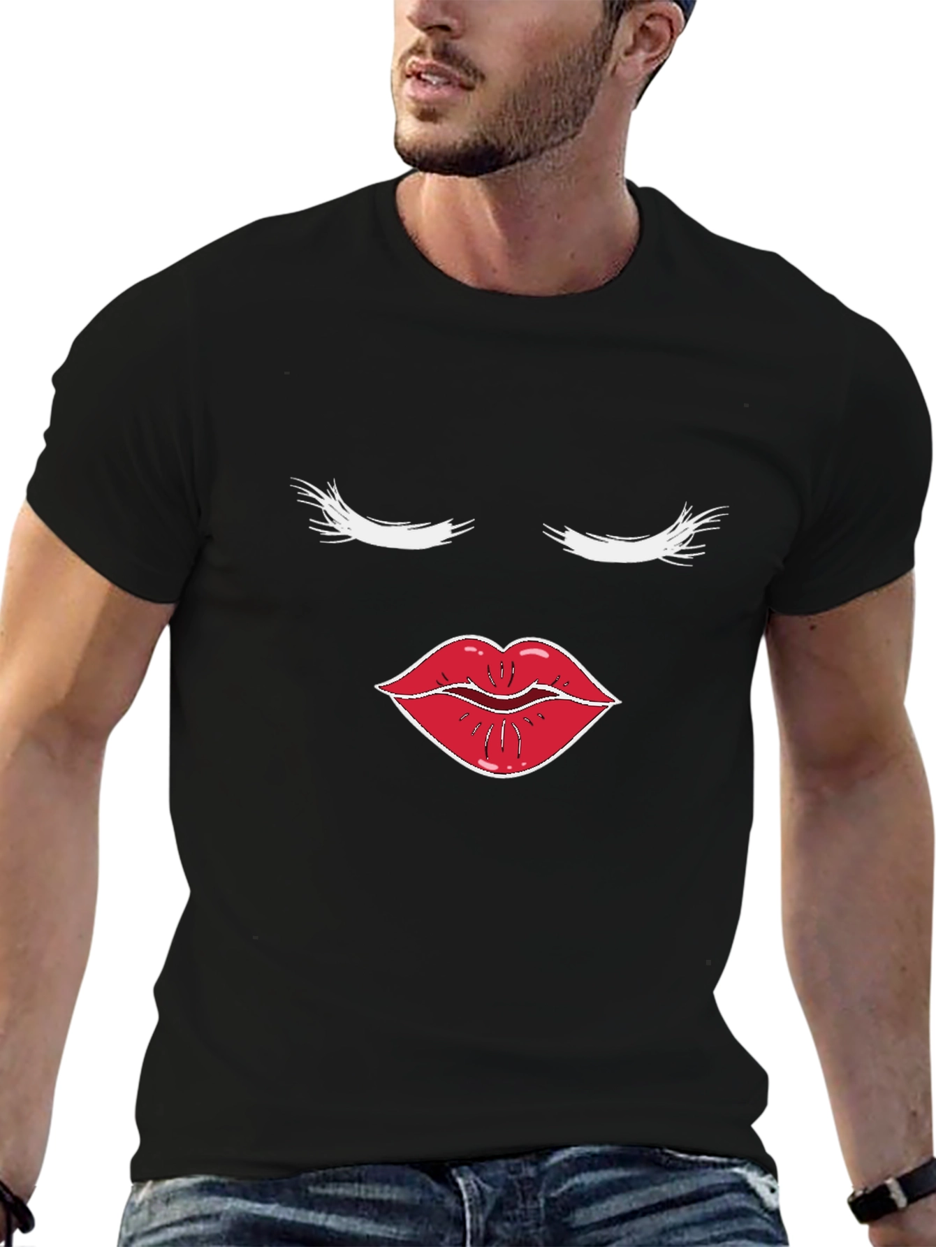 Glam Face Graphic Tee - Stylish Cotton T-Shirt