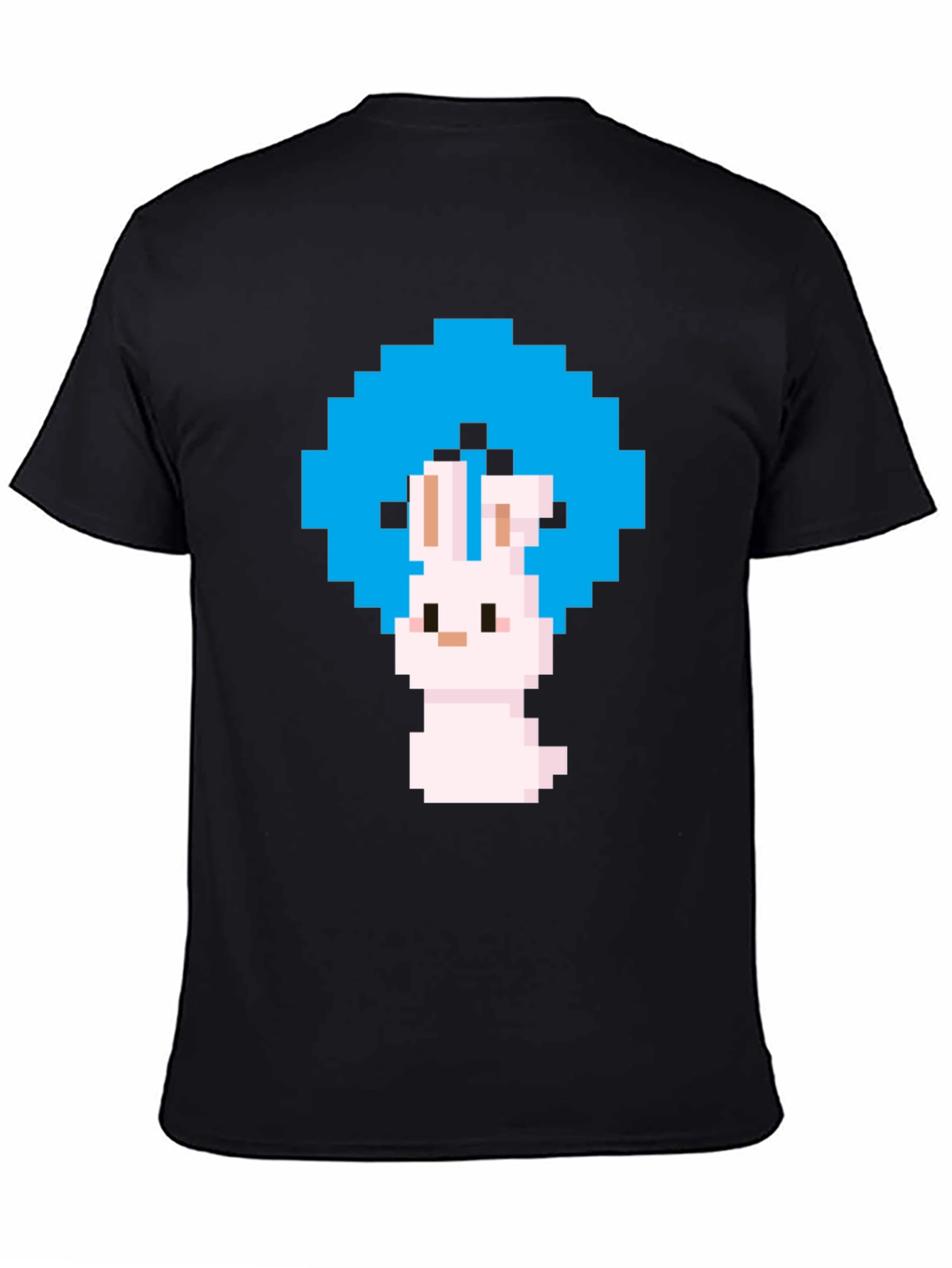 Pixel Art Bunny Black T-Shirt