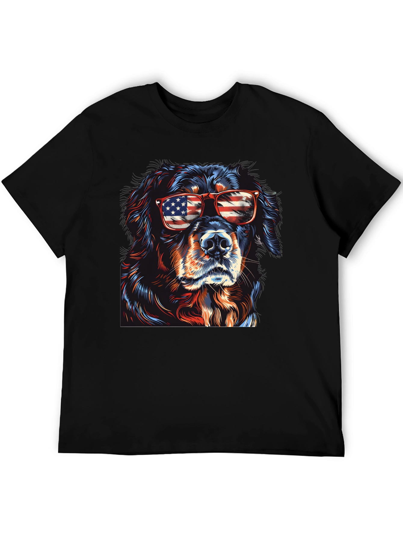 Cool Dog USA Flag Sunglasses T-Shirt