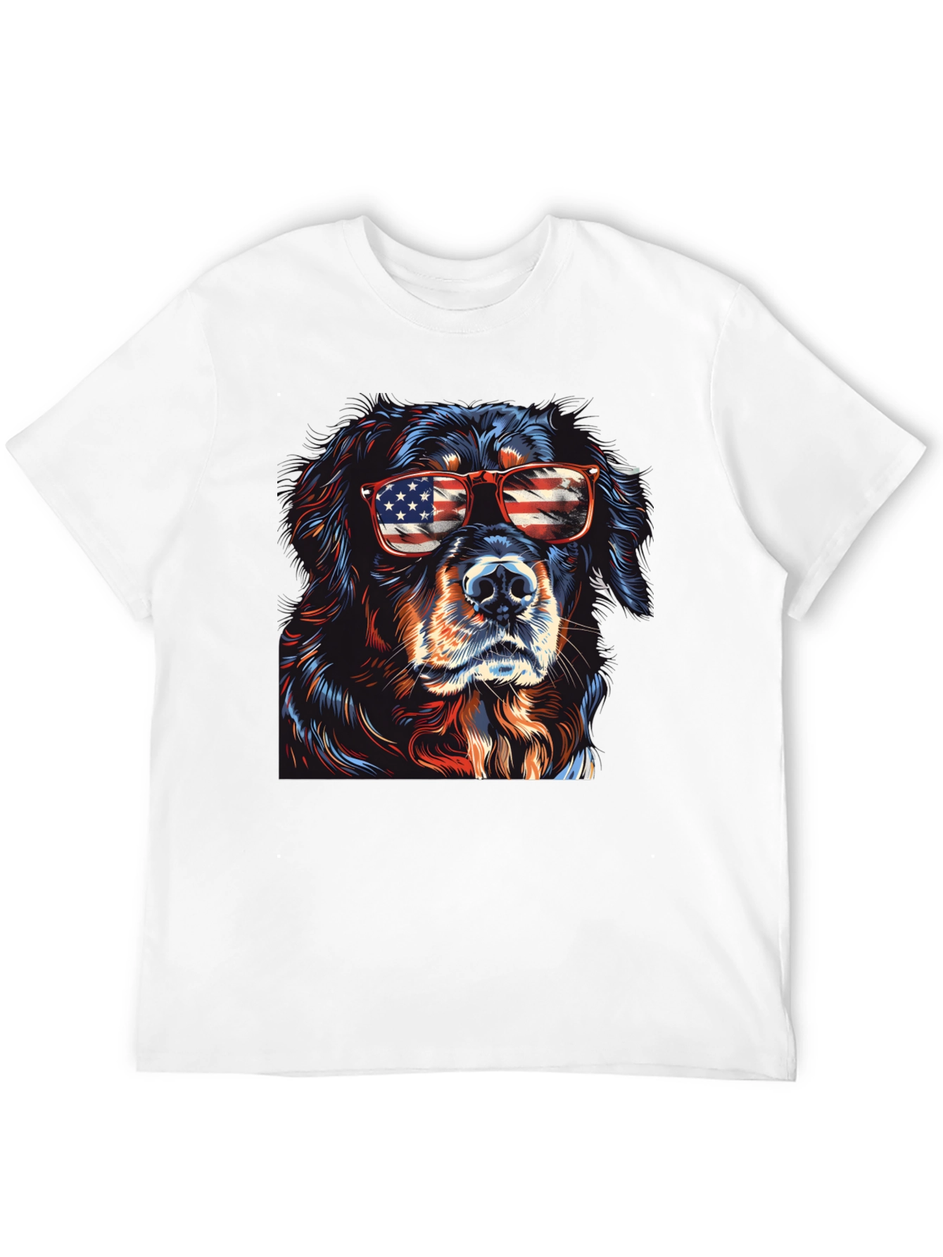 Cool Dog USA Flag Sunglasses T-Shirt