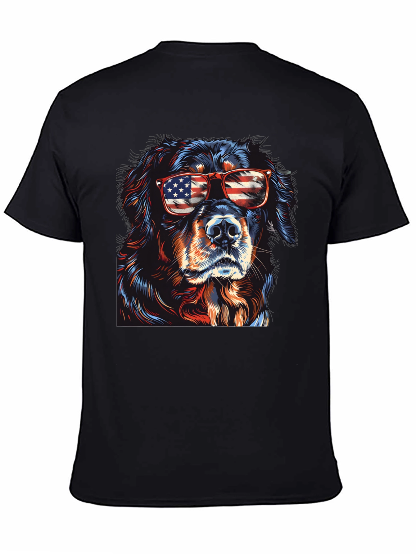 Cool Dog USA Flag Sunglasses T-Shirt
