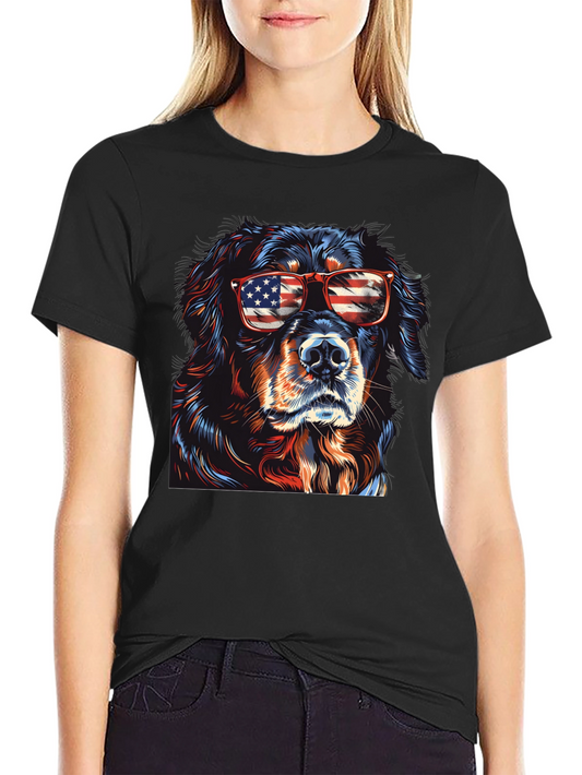 Cool Dog USA Flag Sunglasses T-Shirt