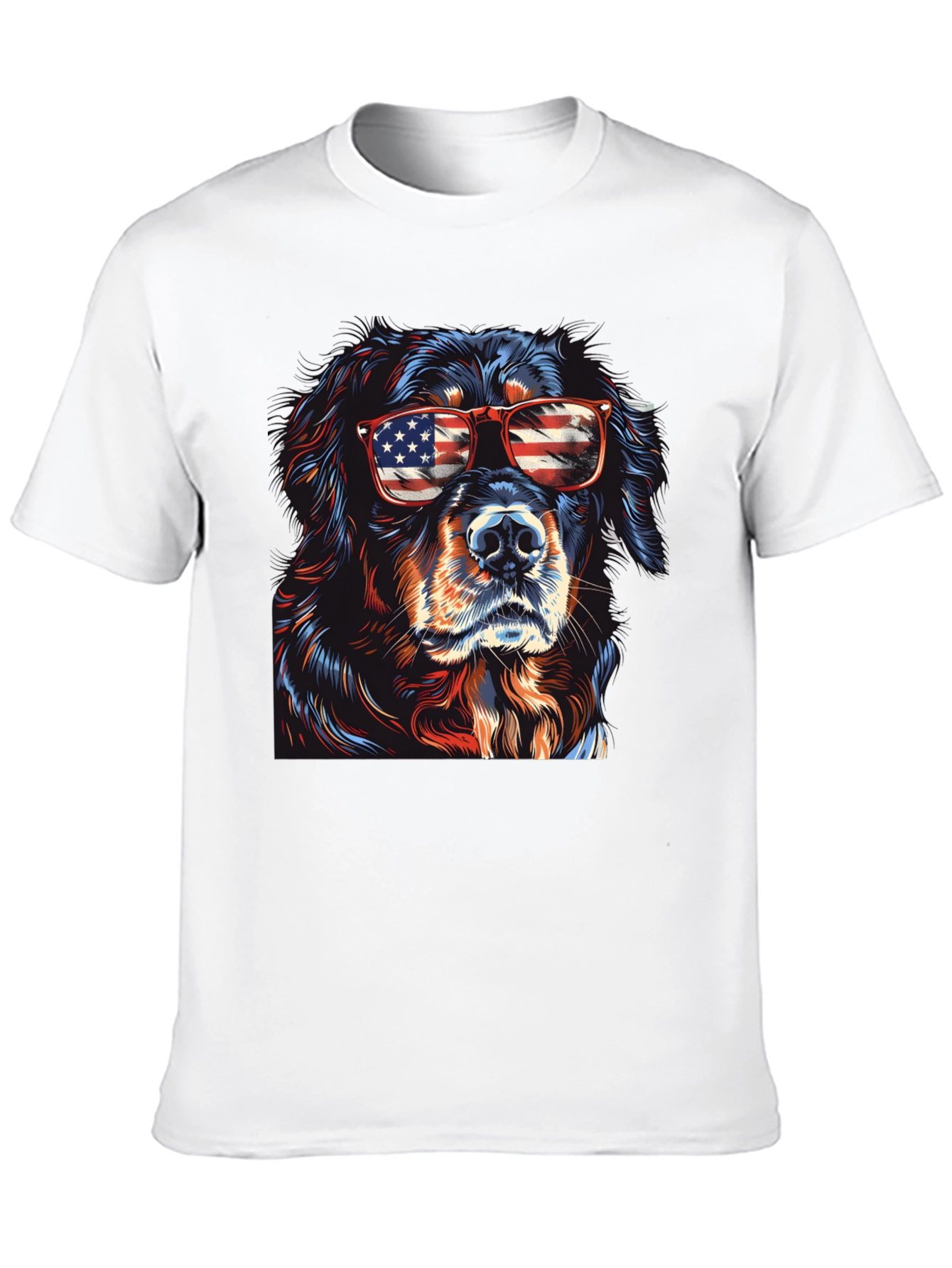 Cool Dog USA Flag Sunglasses T-Shirt