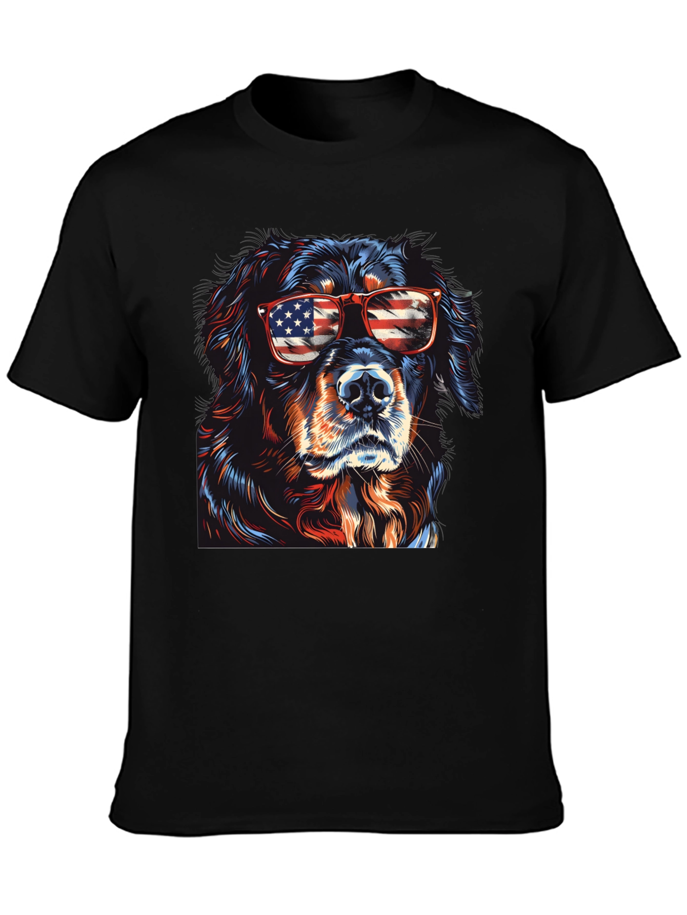 Cool Dog USA Flag Sunglasses T-Shirt