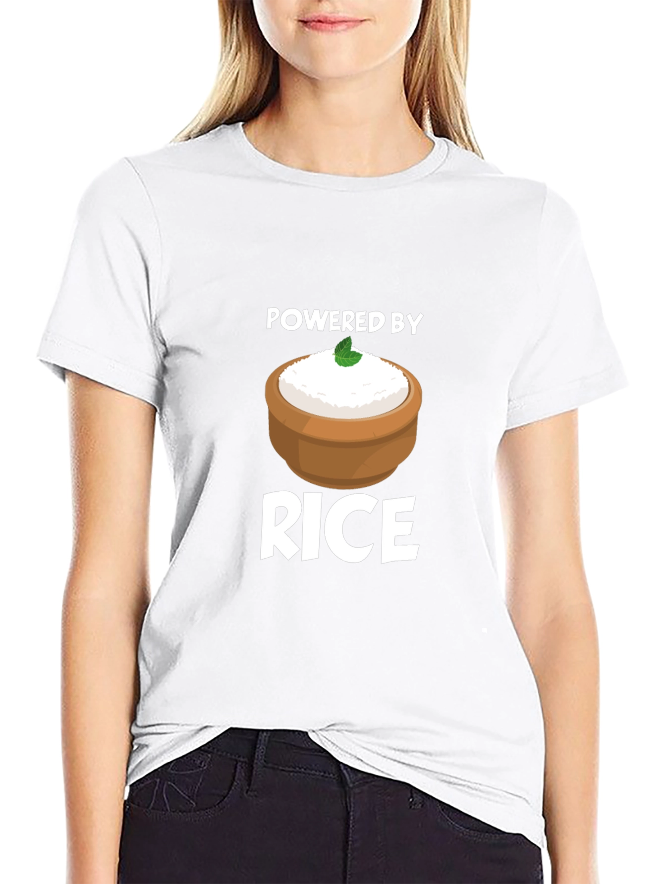 Powered by Rice T-Shirt - Funny Foodie Tee