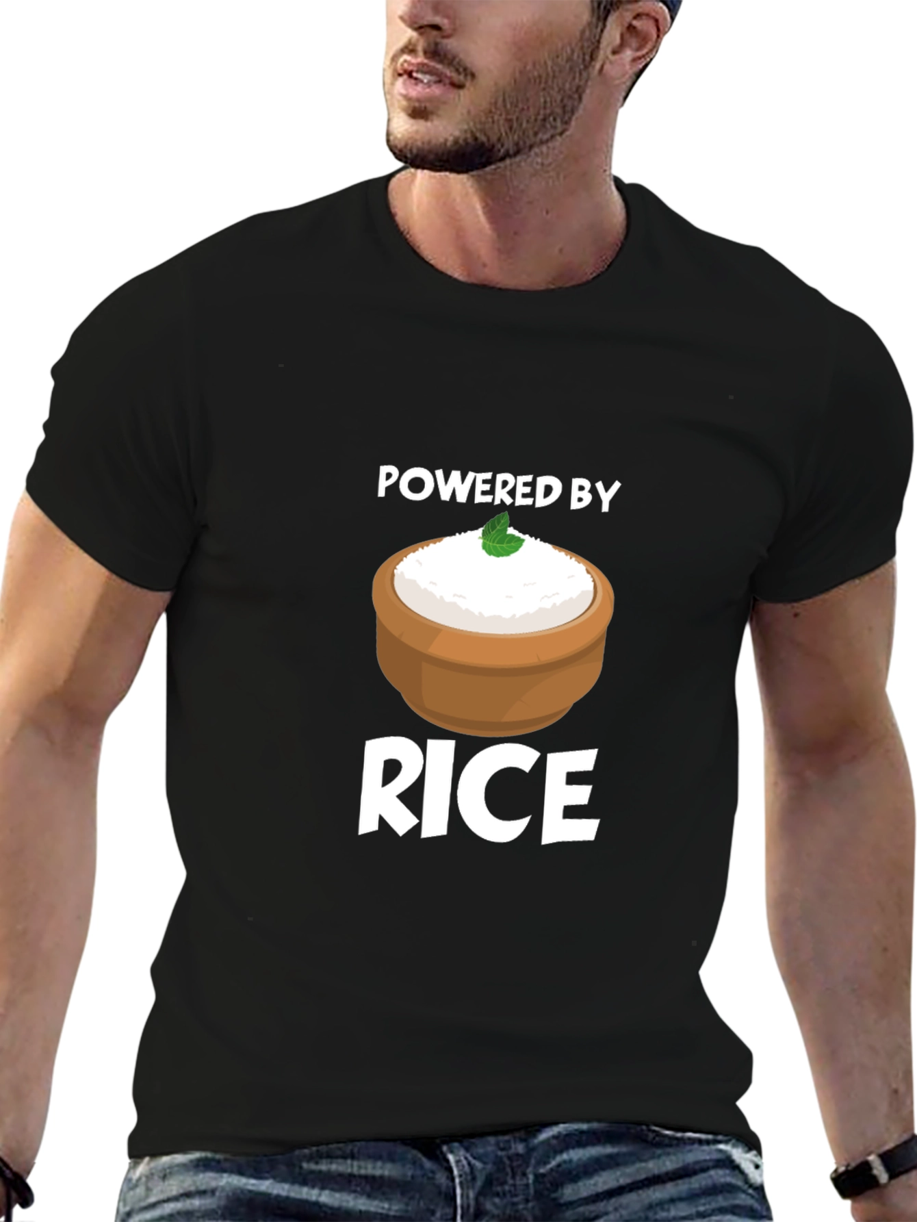 Powered by Rice T-Shirt - Funny Foodie Tee