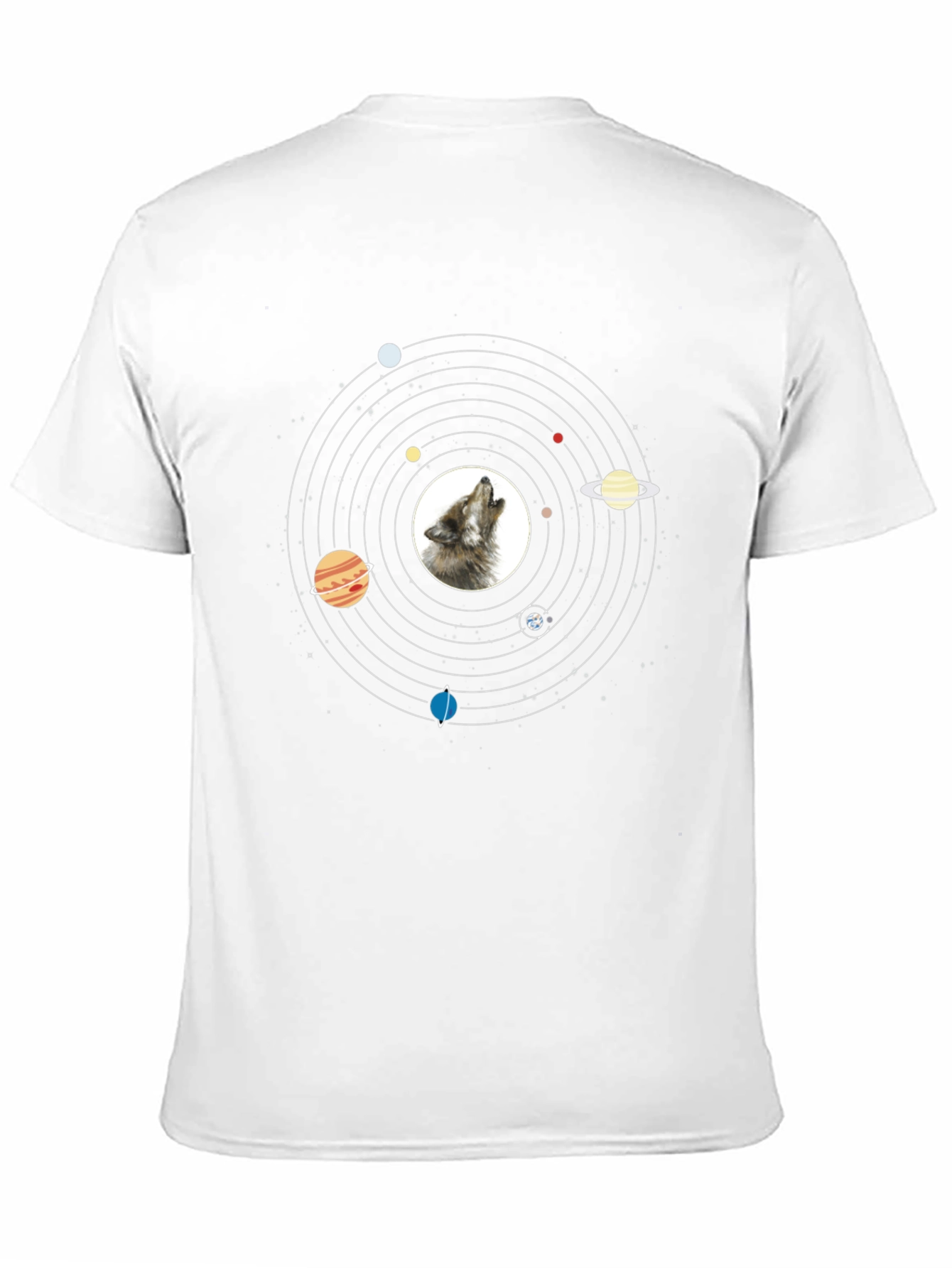 Wolf Solar System T-Shirt - Black Graphic Tee
