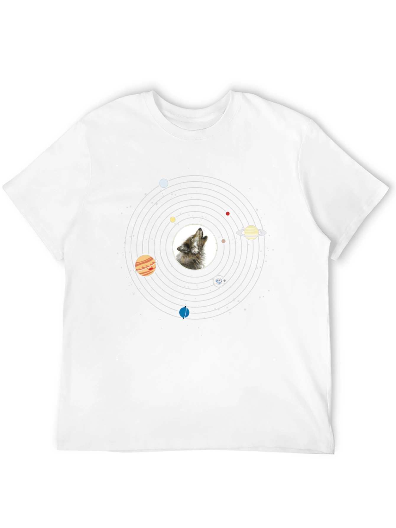 Wolf Solar System T-Shirt - Black Graphic Tee