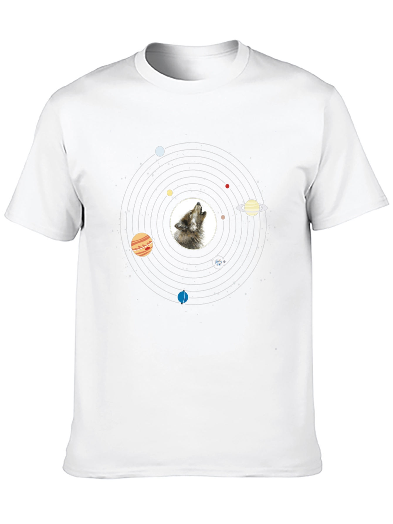 Wolf Solar System T-Shirt - Black Graphic Tee