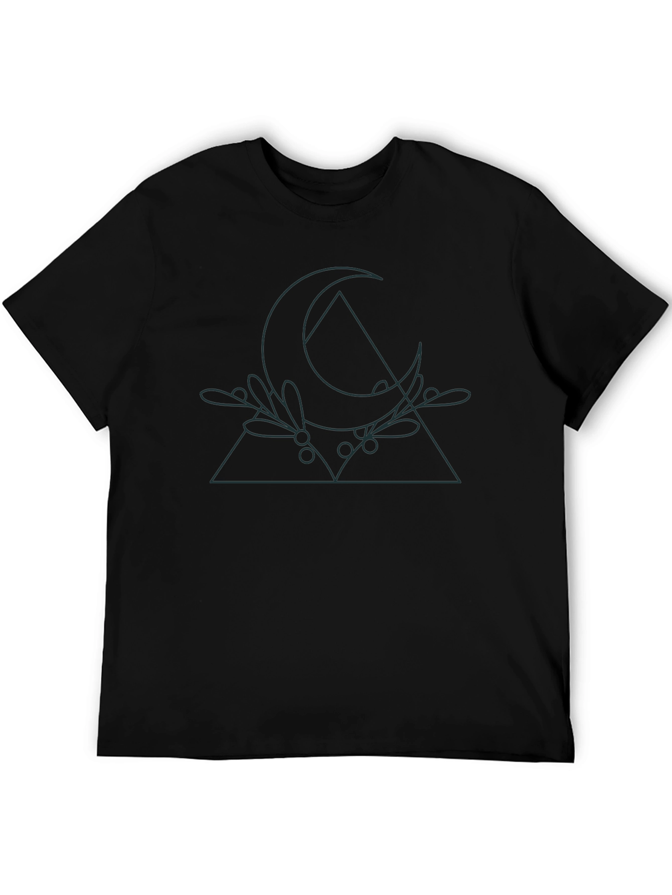 Geometric Moon Graphic Tee - Black