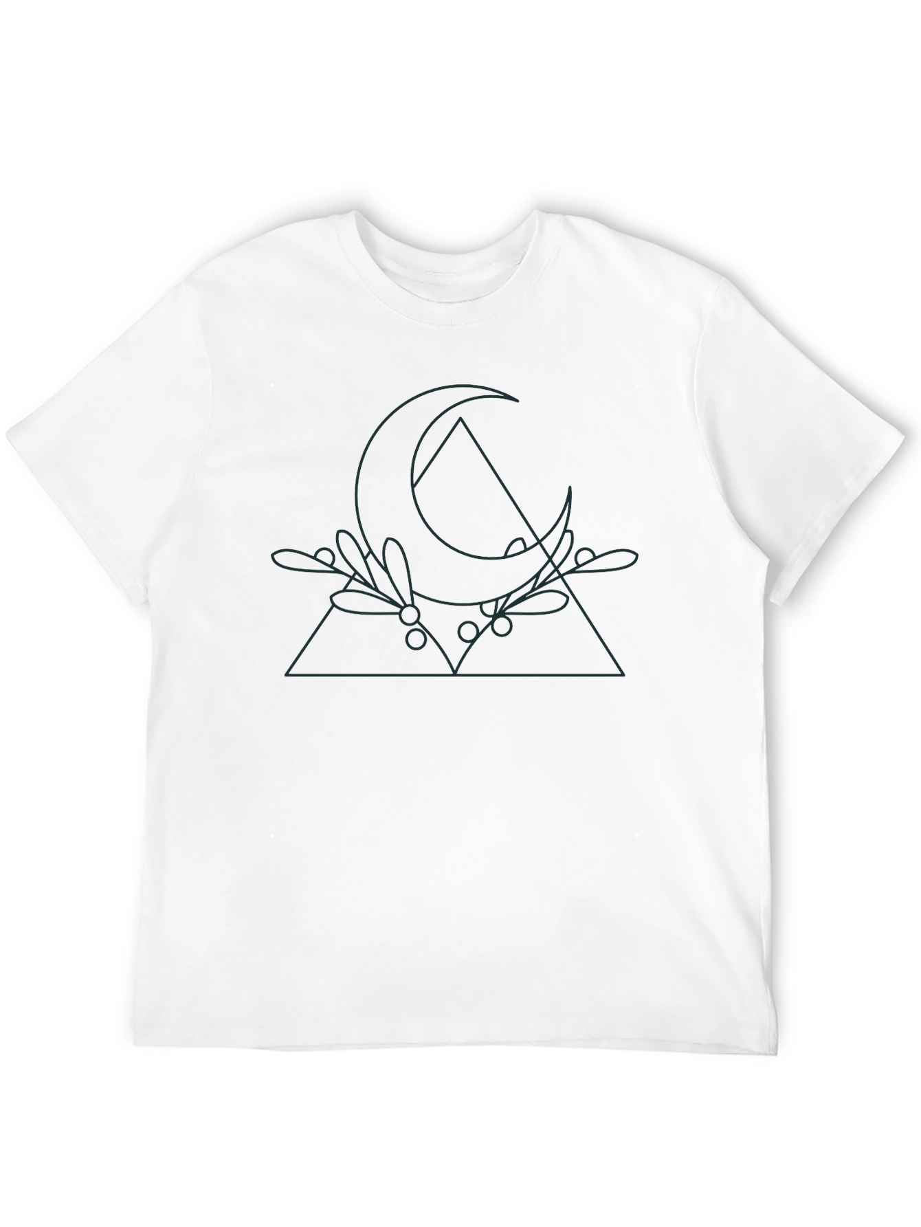 Geometric Moon Graphic Tee - Black