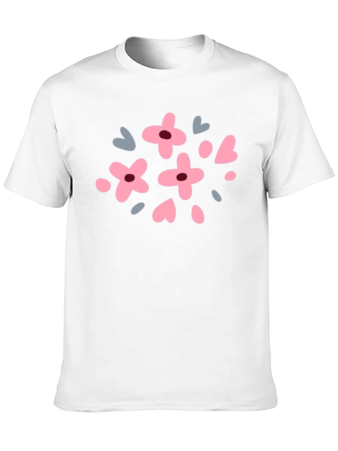 Floral & Heart Graphic Tee - Black