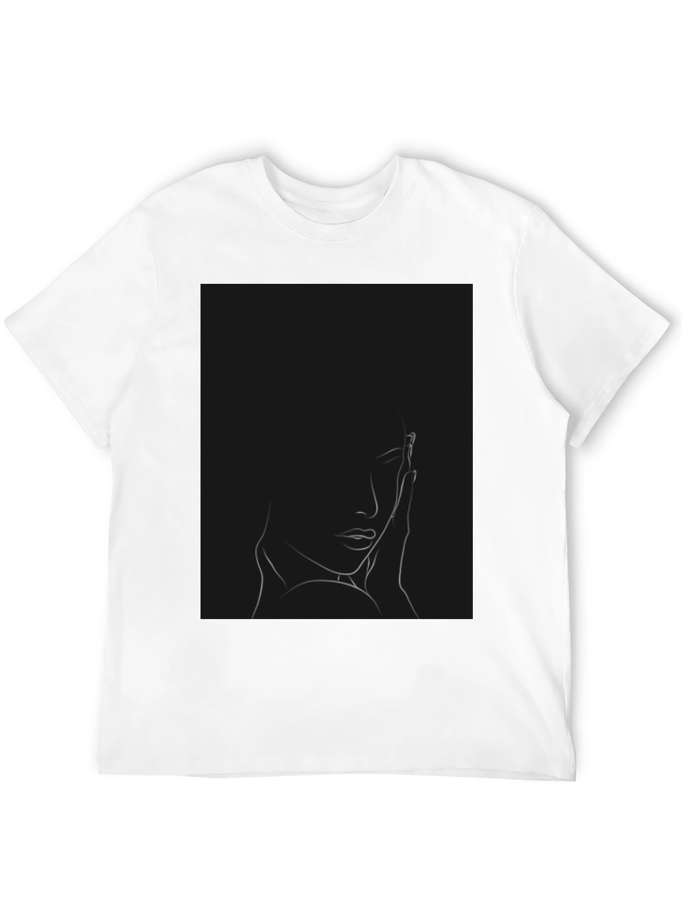 Minimalist Woman Portrait Black T-Shirt