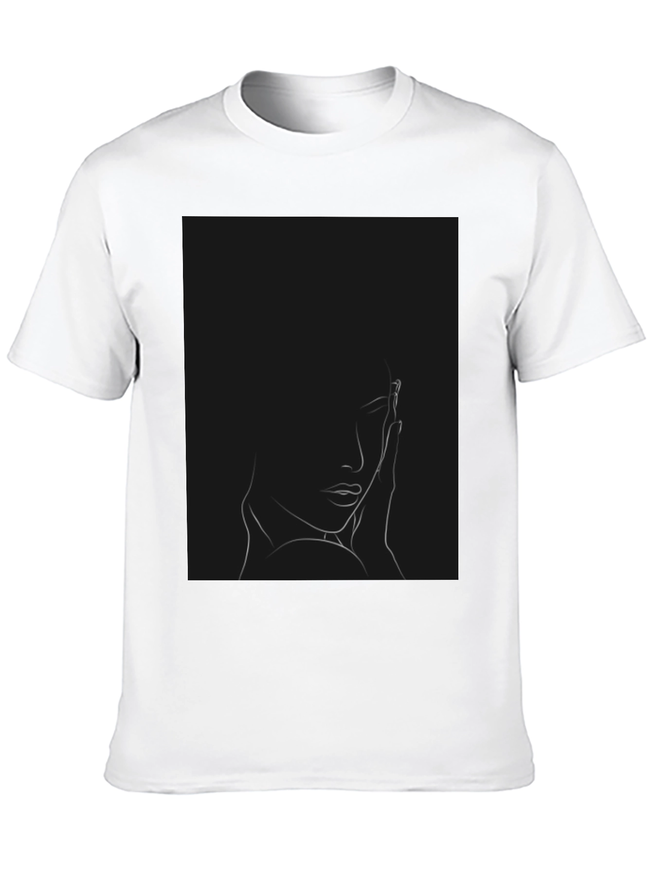Minimalist Woman Portrait Black T-Shirt