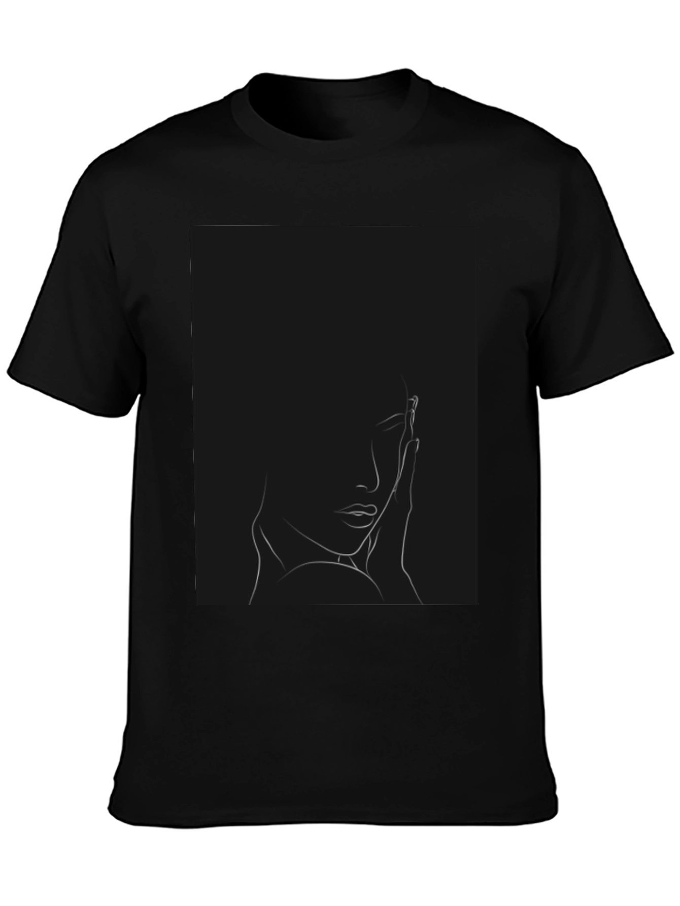 Minimalist Woman Portrait Black T-Shirt